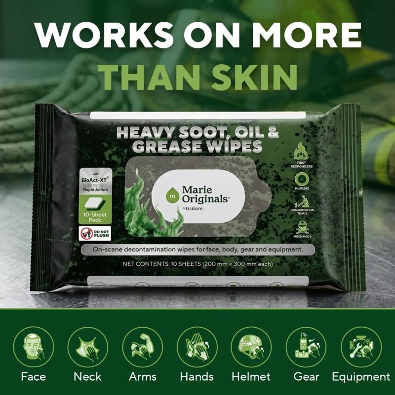 Heavy Soot, Oil, Grease & Poison Ivy Decon WipesMarie Originals