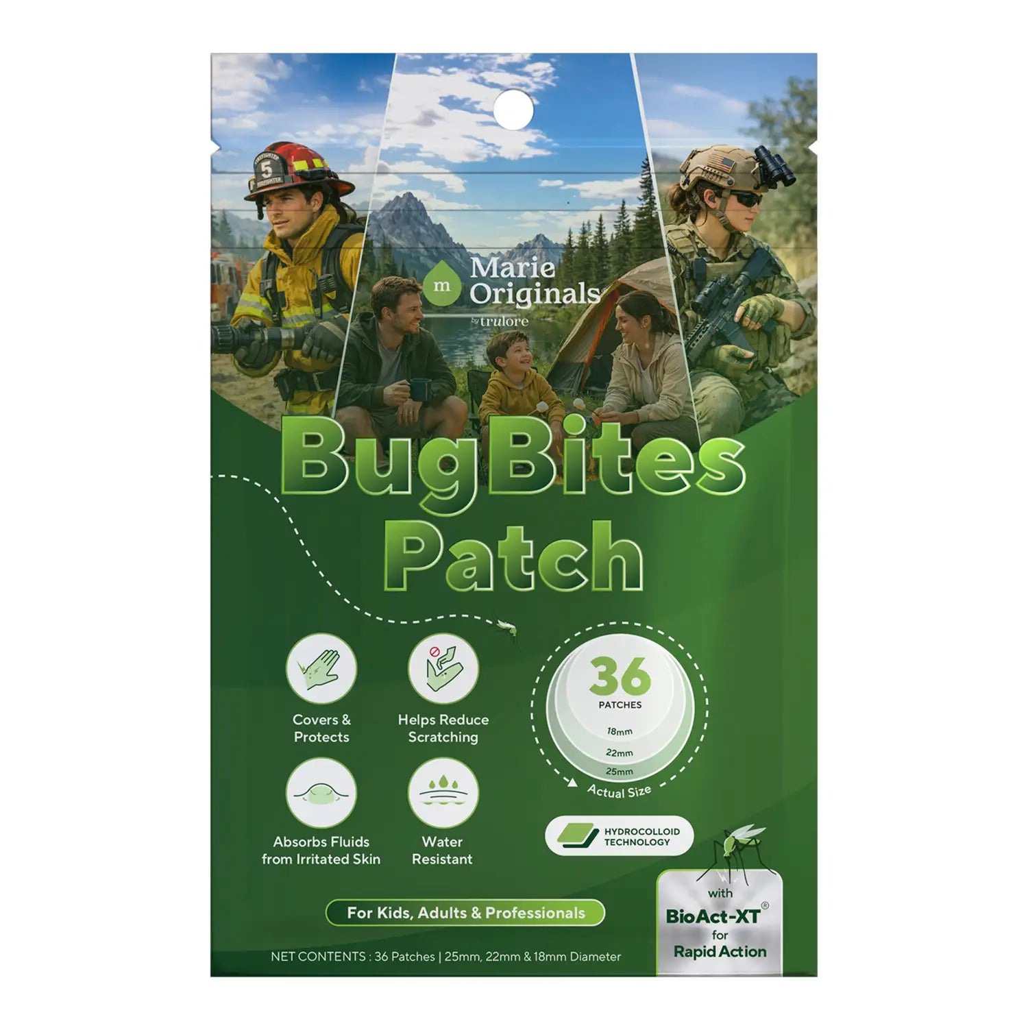 Marie Originals BugBites Patch, 36 hydrocolloid bug bite patches in 18mm, 22mm and 25mm sizes