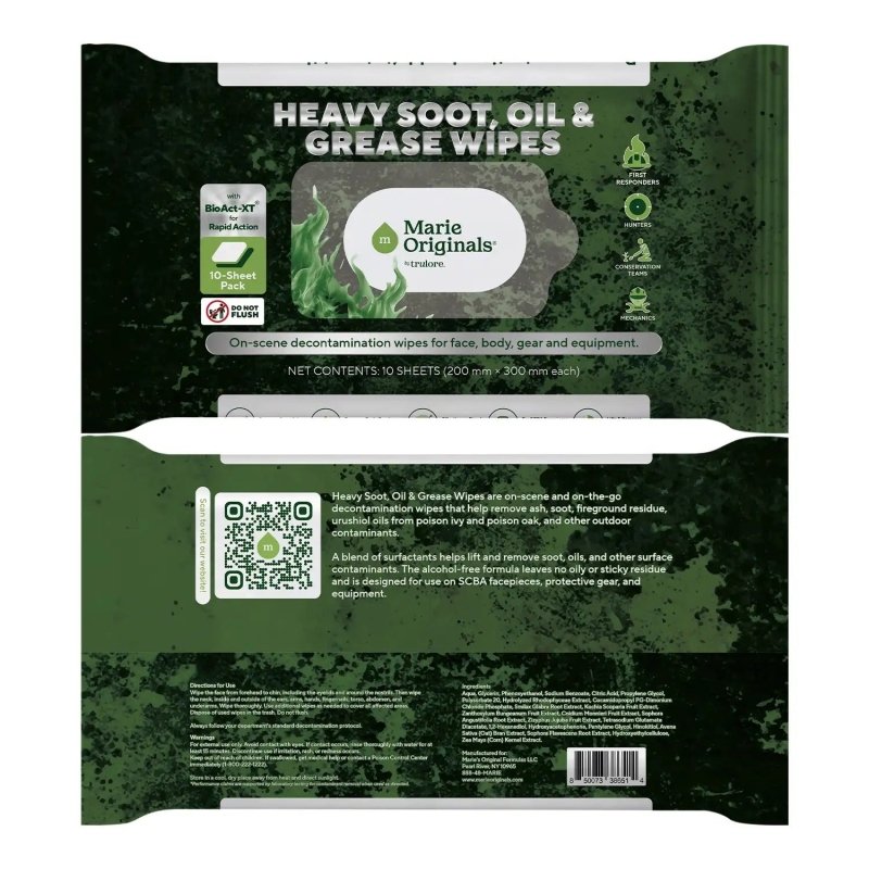Heavy Soot, Oil, Grease & Poison Ivy Decon WipesMarie Originals